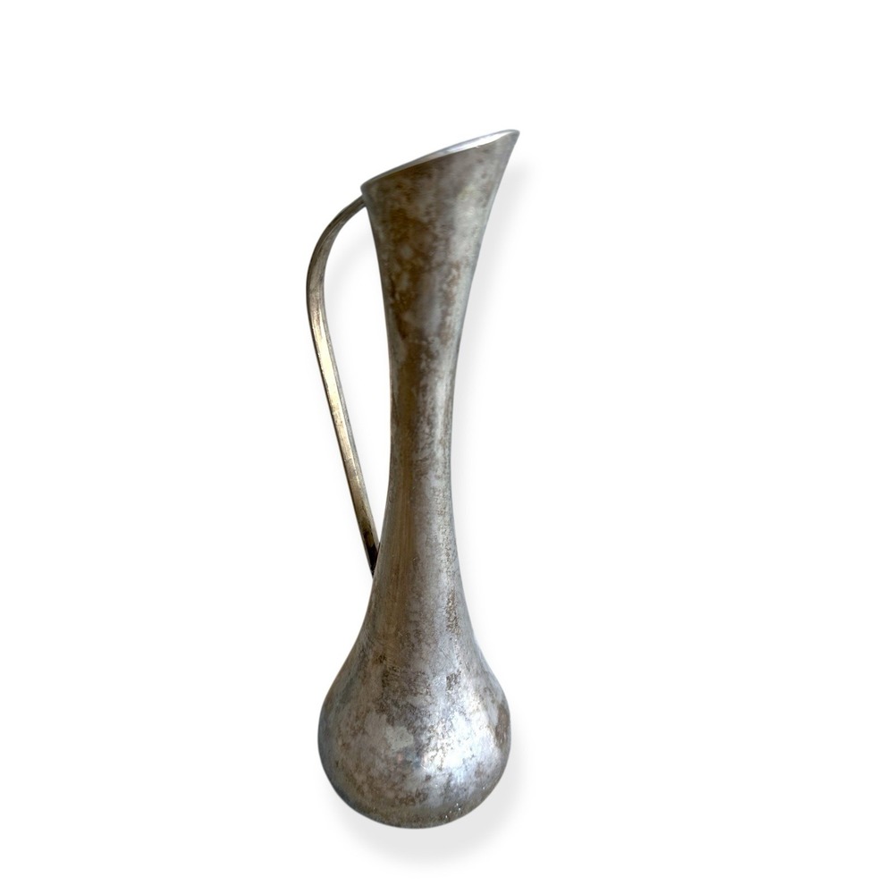 Vintage French Silver Plated Brass Metal Single Bud Vase‎ 7" w/ Handle